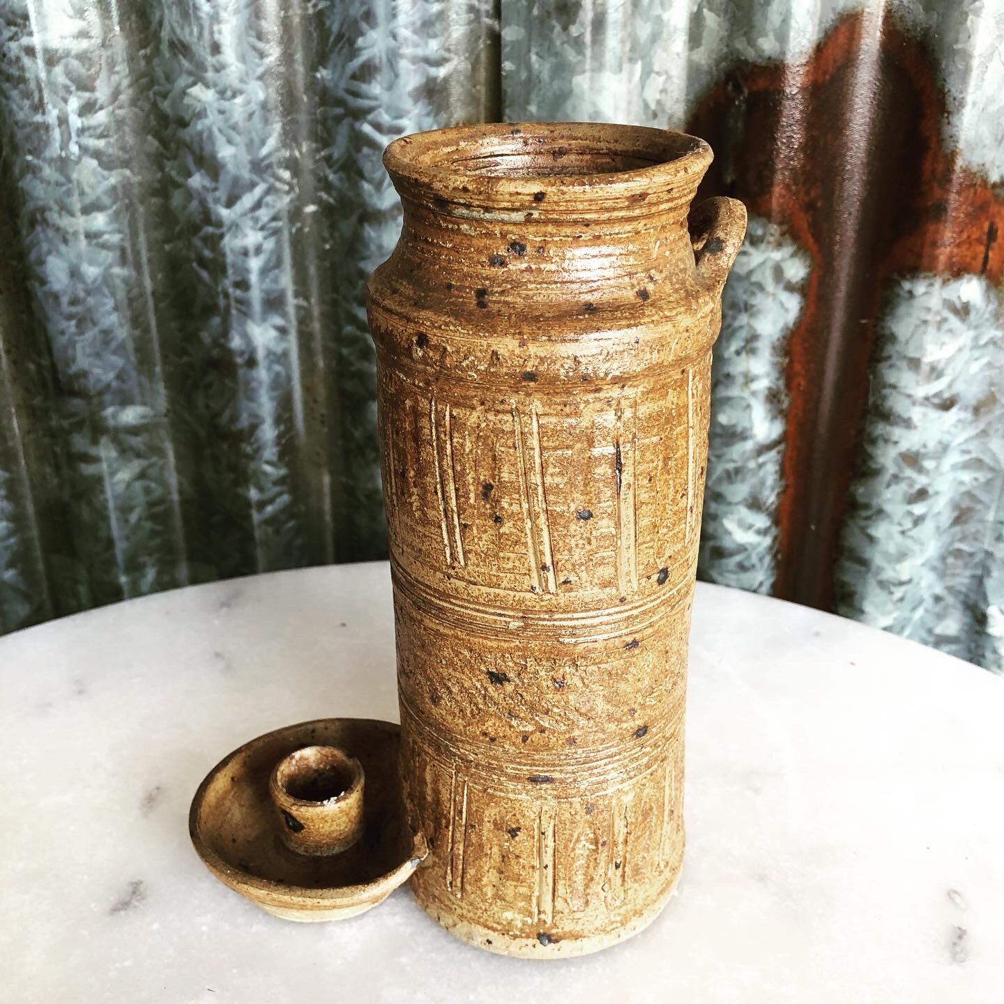 Stoneware candle holder vase