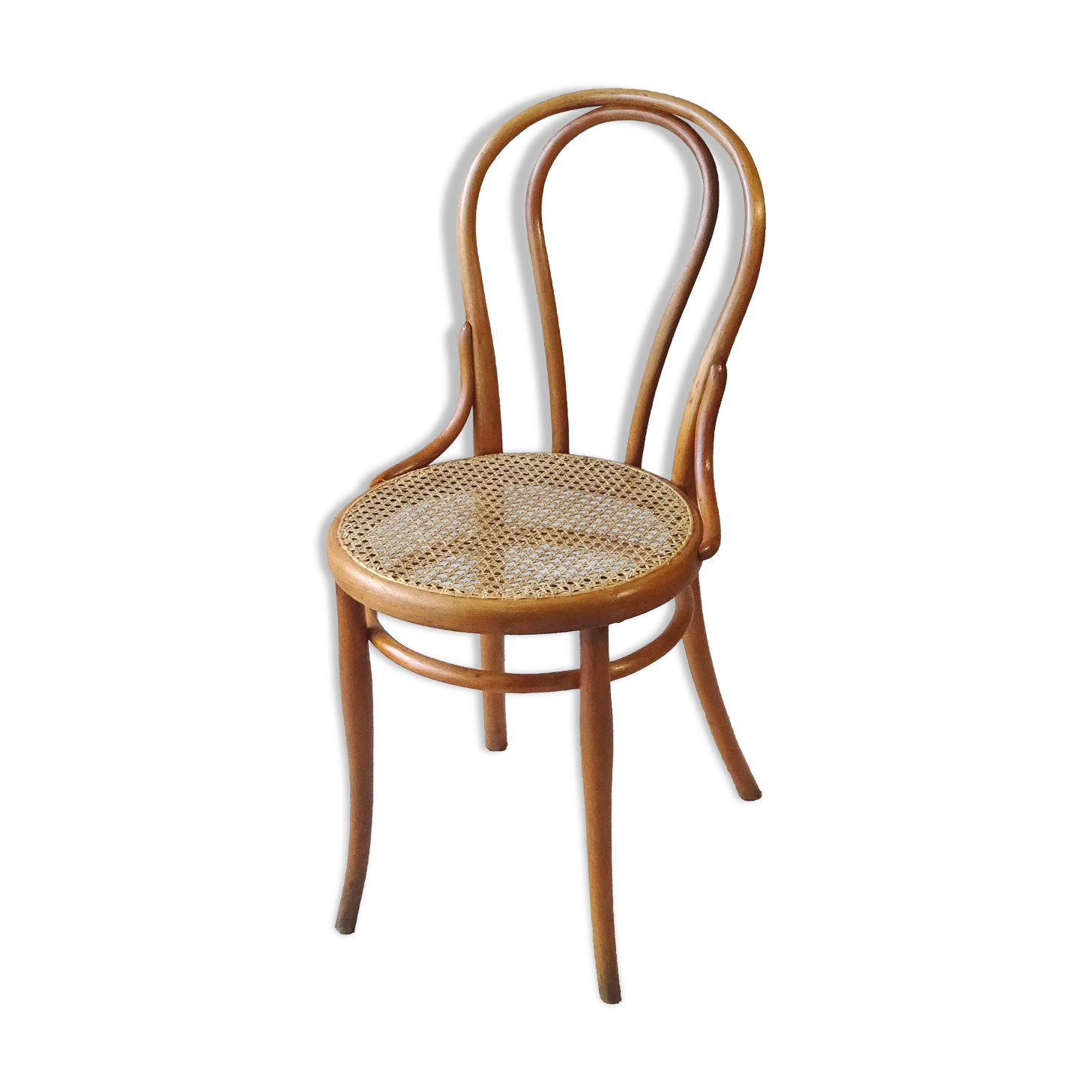 Chaise Thonet N°18, teinte merisier clair, vers 1890, cannée
