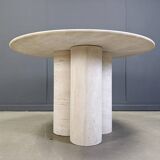 Round italian travertine dining table 1970s