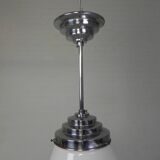 Art Deco pendant lamp with ribbed white globe, 1930s