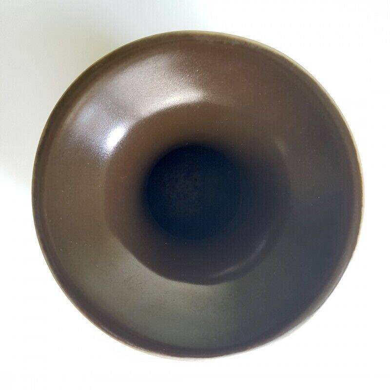 Beige vase ringed neck German ceramic VEB Fat Lava Era