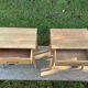 Vintage bedside tables with compass feet