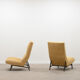 Set of 2 high back lounge chairs, 60s France.