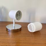 Applique murale verre blanc tubulaire et inox années 80