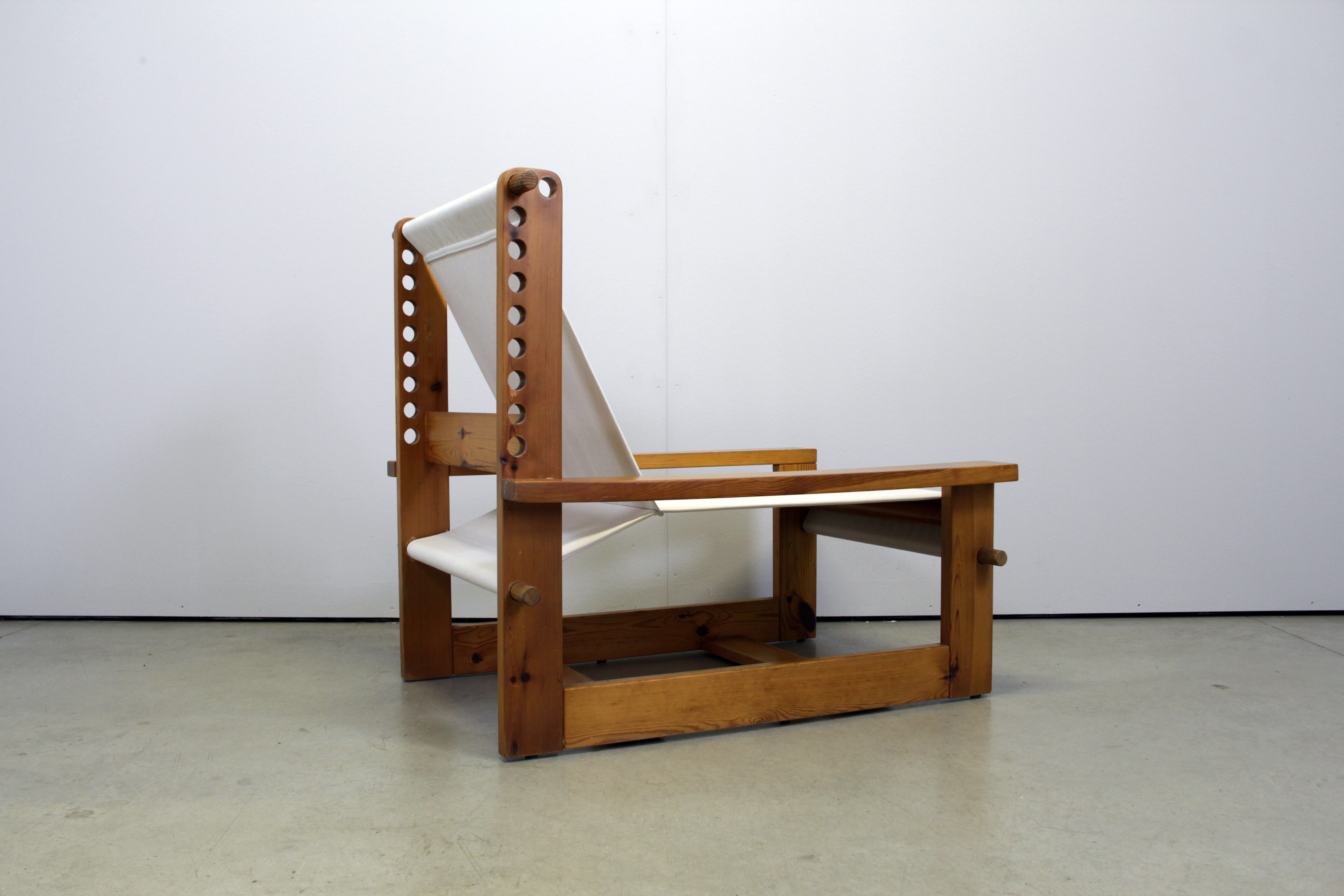 Italian brutalist pine sling chair