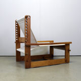 Italian brutalist pine sling chair