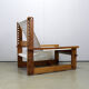 Italian brutalist pine sling chair