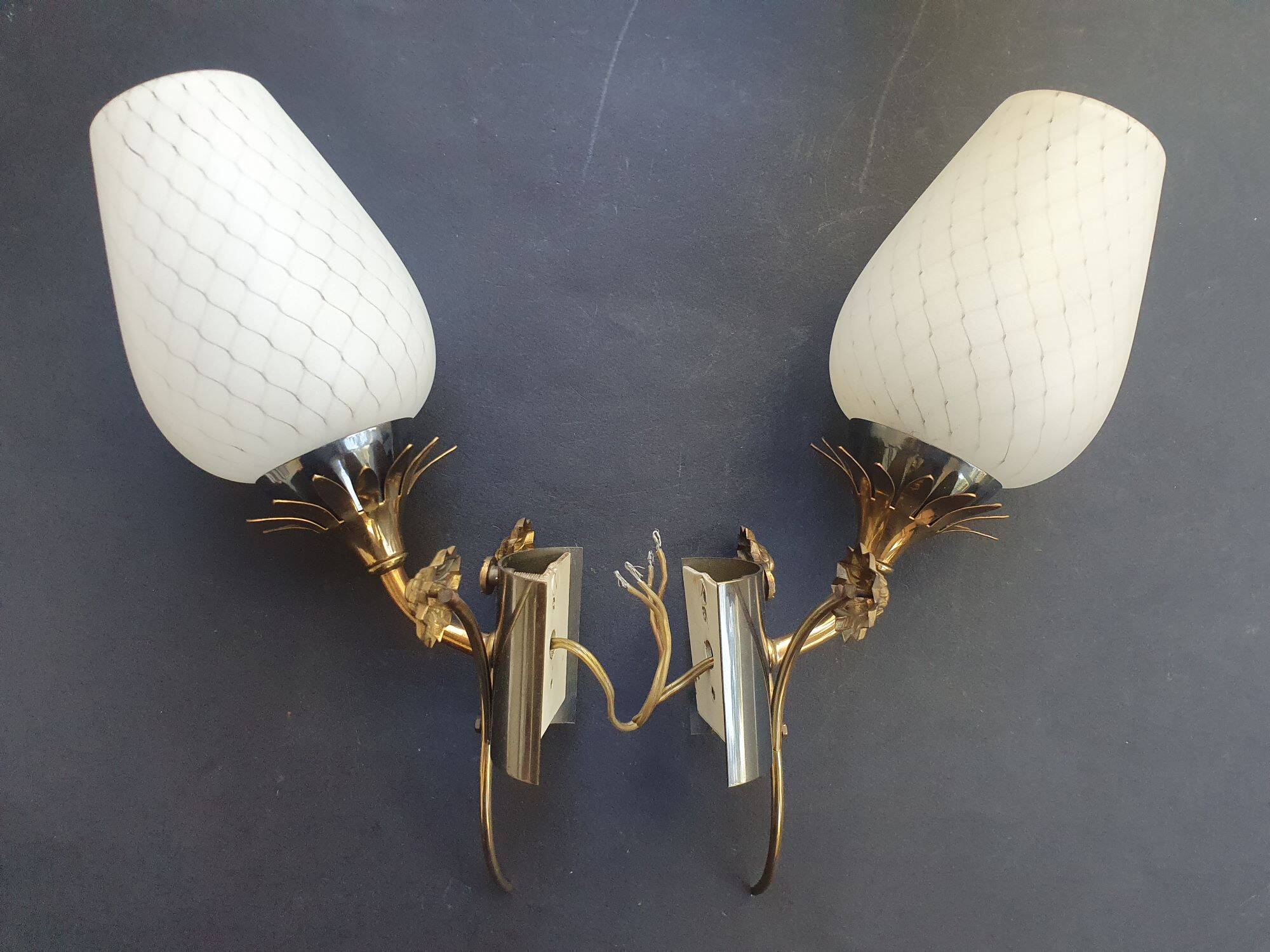 Pair of Art Deco wall sconces from the 1960s.
