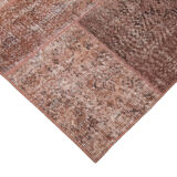 Handwoven Oriental Overdyed 198 cm x 300 cm Brown Patchwork Carpet