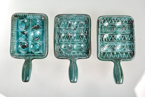 Lot de 3 poêlons à escargots en céramique Robert Picault