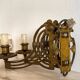 Art Nouveau style brass double piano wall lamp