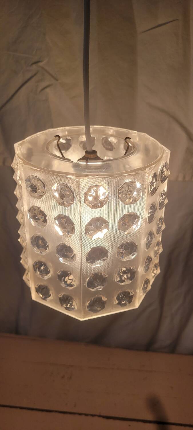 Vintage hexagonal cabochon pendant light – 70s