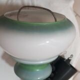 Vintage white and green opaline pendant light