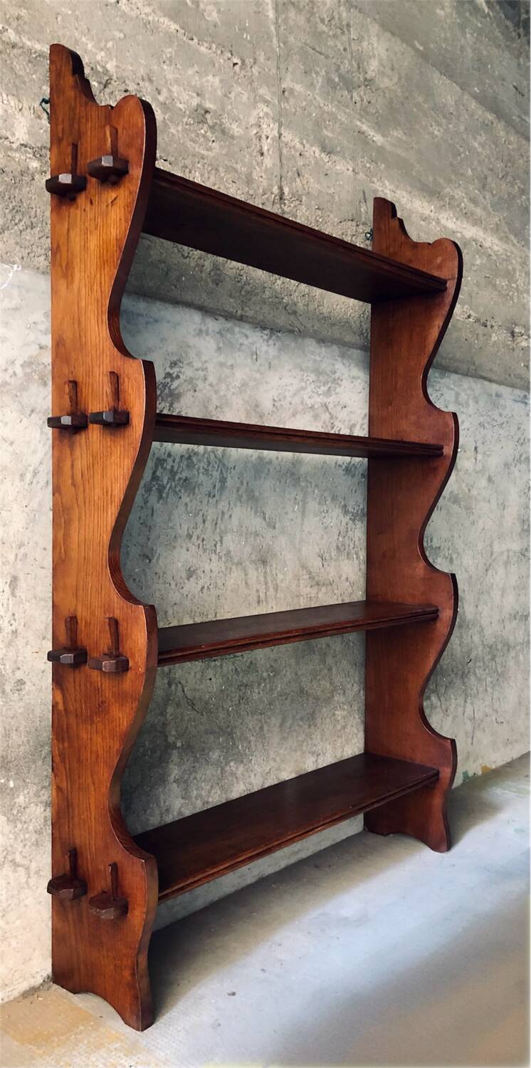 Brutalist shelf with dowels in solid oak