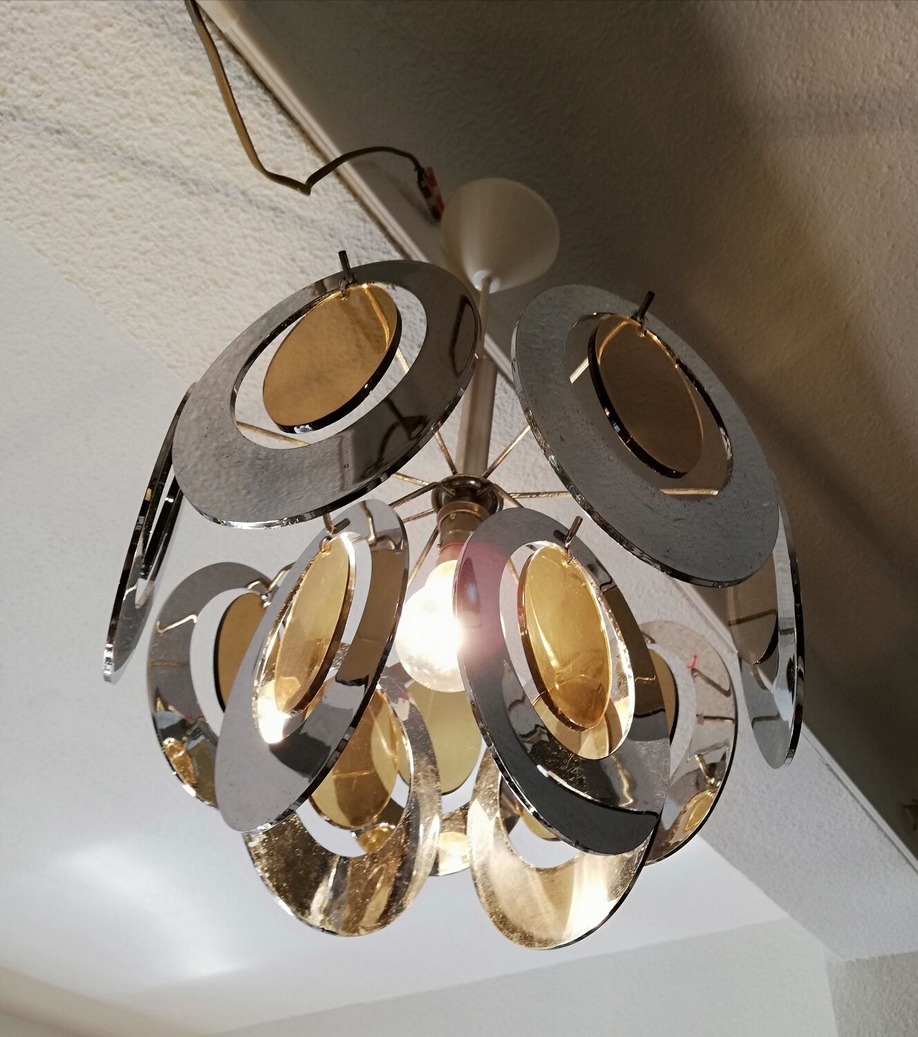 Metal chandelier and plexiglass 70s