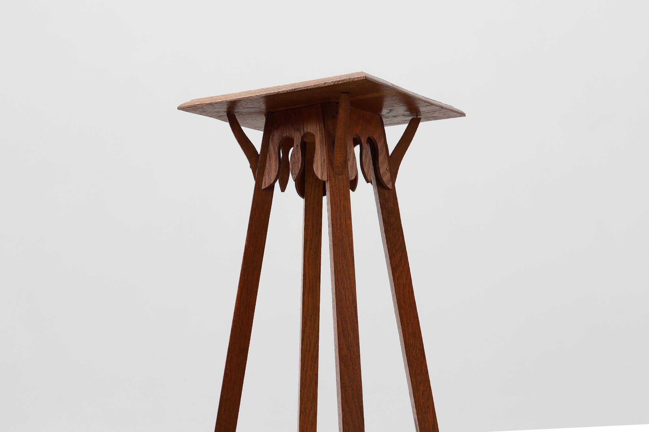 Art Deco tall oak wooden console or pedestal, France 1920s