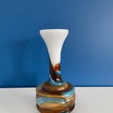 Vintage blue and brown opaline vase