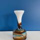 Vase opaline bleu et marron vintage
