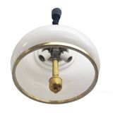 Adjustable White Opaline Glass and Golden Brass Adjustable Lamp, Italy, 197