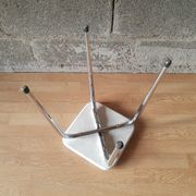 White skai stool / vintage chrome metal feet