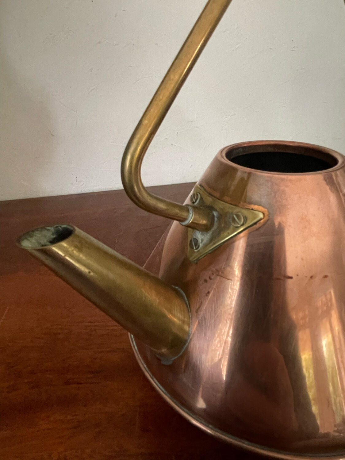 Watering can copper and brass circa 1950