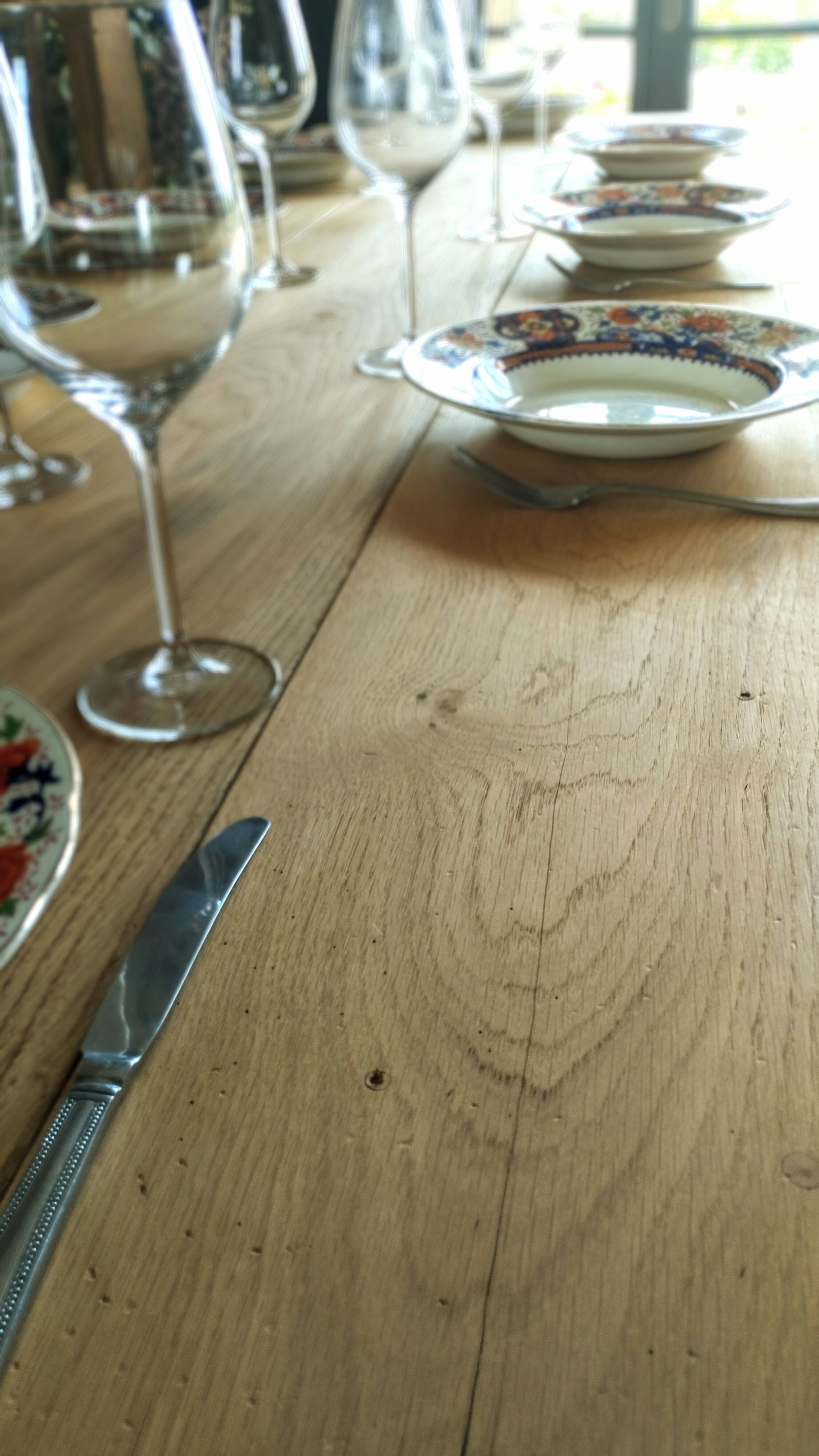 Elegant and refined 230 X 73 solid oak farmhouse table.