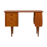 Bureau scandinave du milieu du siècle en teck avec rangement latéral et 3 tiroirs, Norvège, années 1960