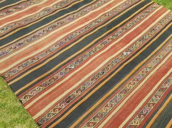 Vintage Turkish kilim handwoven 174x334 cm