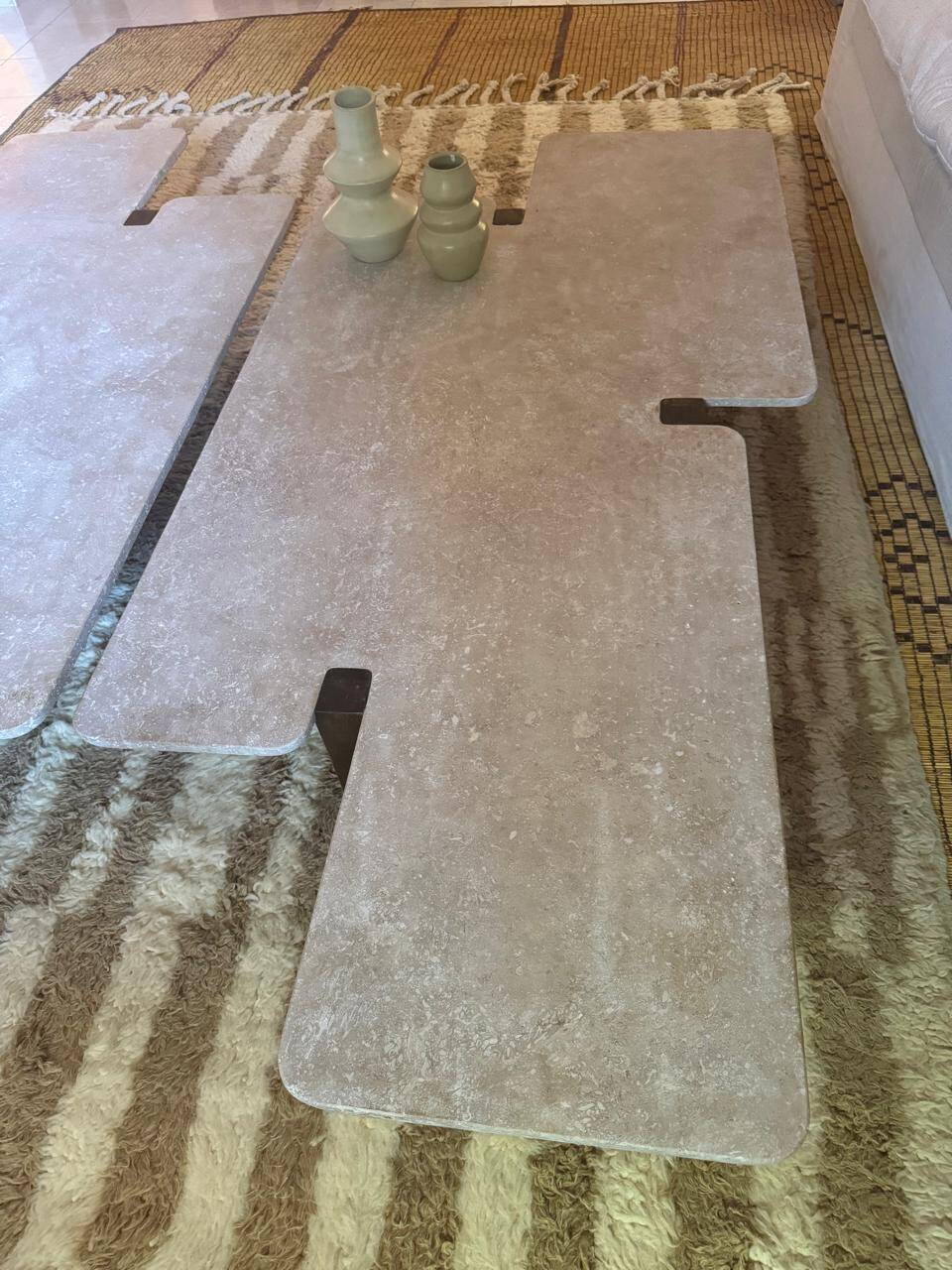 Harold travertine walnut coffee table