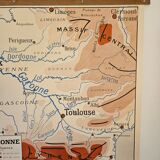 School map of ancient geography 1960 map of France the Garonne le Rhône