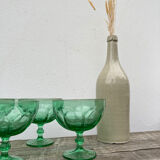 6 ice cups or stemware in vintage green glass