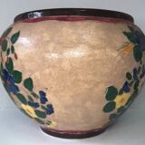 Cache pot floral decoration signed J. Massier Vallauris vintage