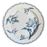 Large round Lunéville plate in blue ironstone, "Tulip" service.