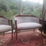 Salon 2 pièces gondoles style Empire à accoudoirs cols de cygnes