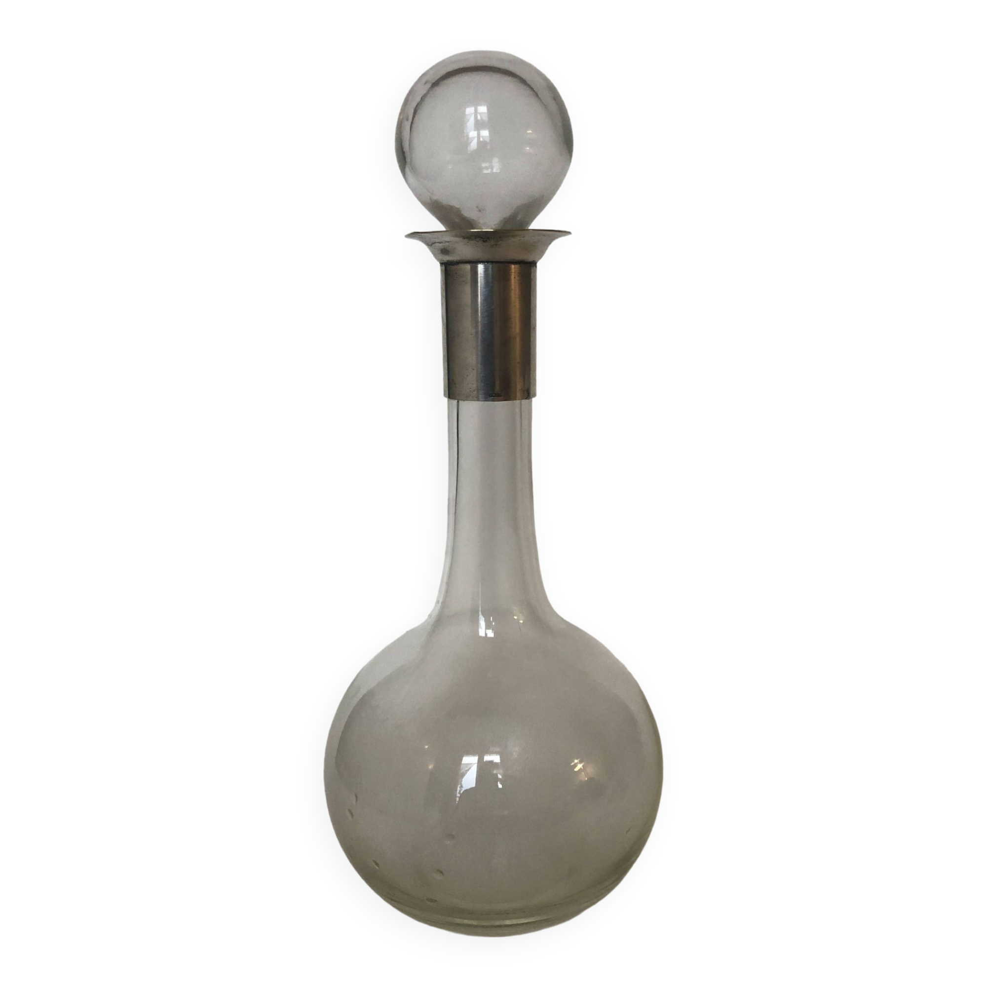 Silver-plated metal neck round carafe Saint Hilaire