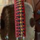 Large antique half-moon rattan basket