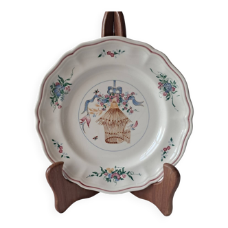 Longchamp earthenware plate. Birdcage decoration