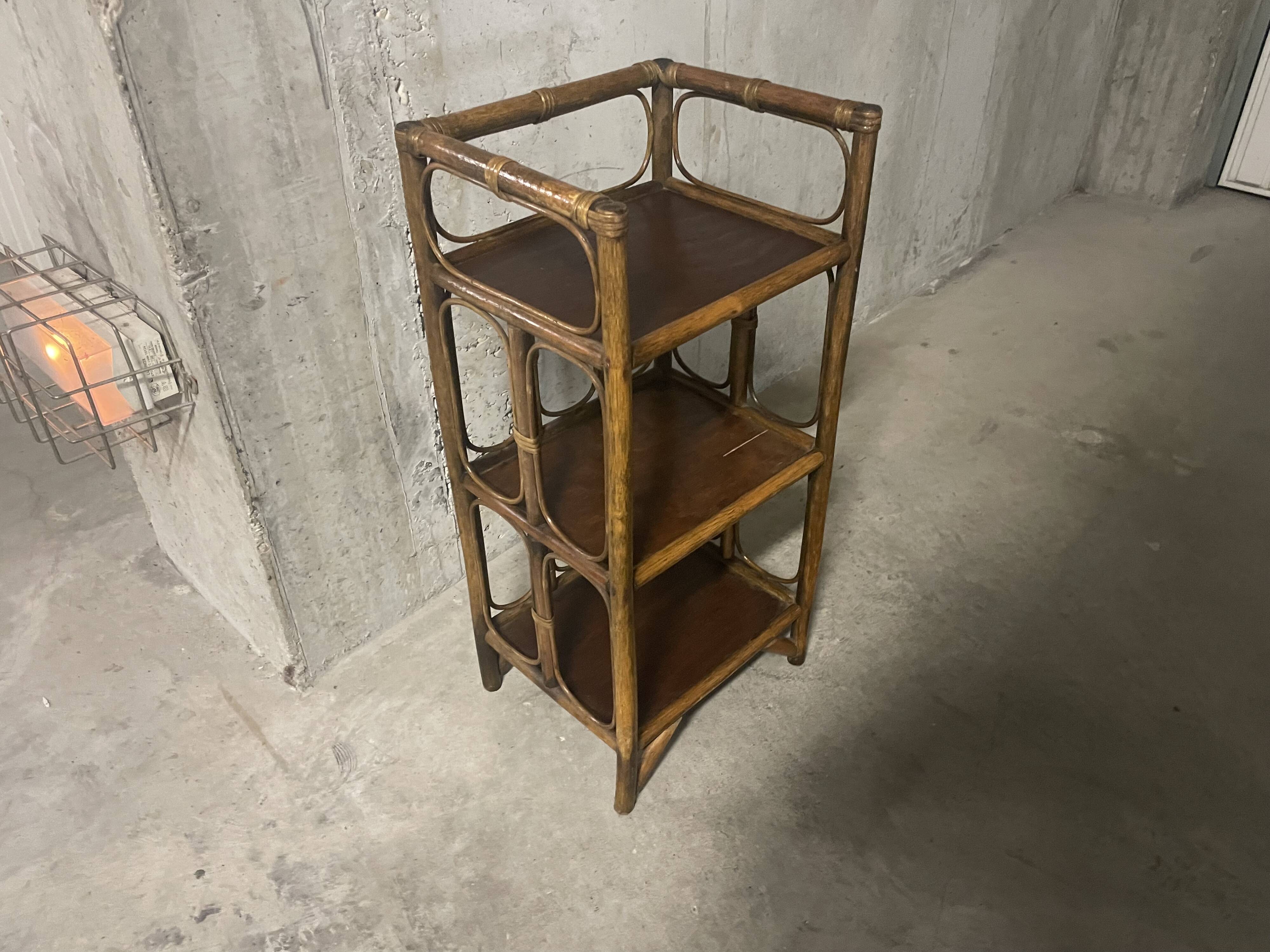 1970s rattan shelf