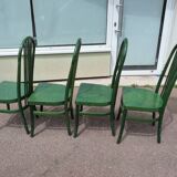 Set of 4 vintage Baumann Eden bistro chairs in green wood