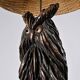 Owl table lamp in carved wood by BEAL, circa 1970.