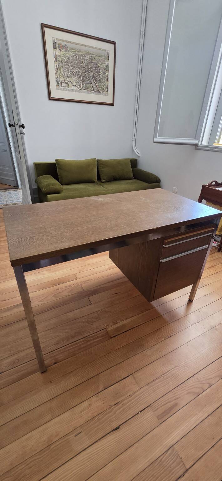 Vintage Swiss desk from the 60s/70s – wood & metal – 120 cm