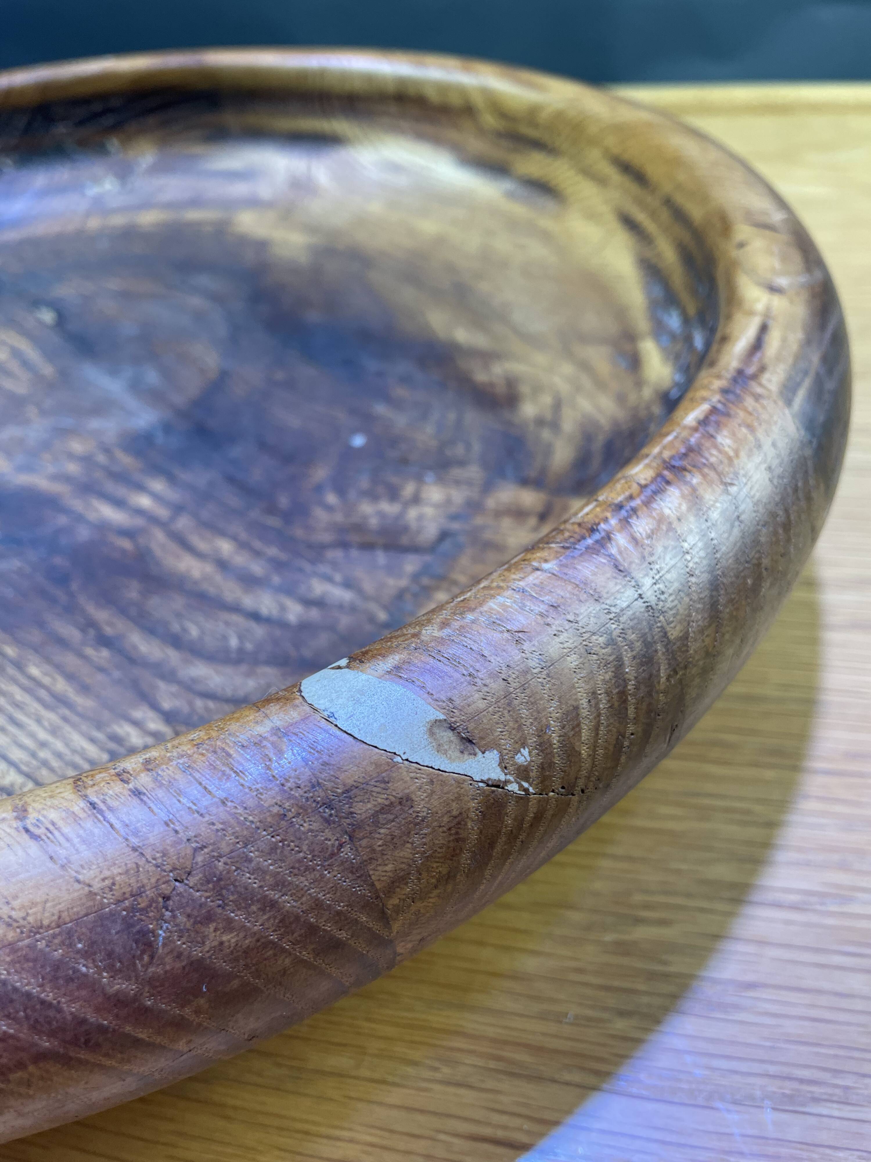 Vintage round wooden platter