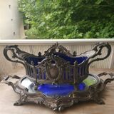 Silver metal planter or fruit bowl