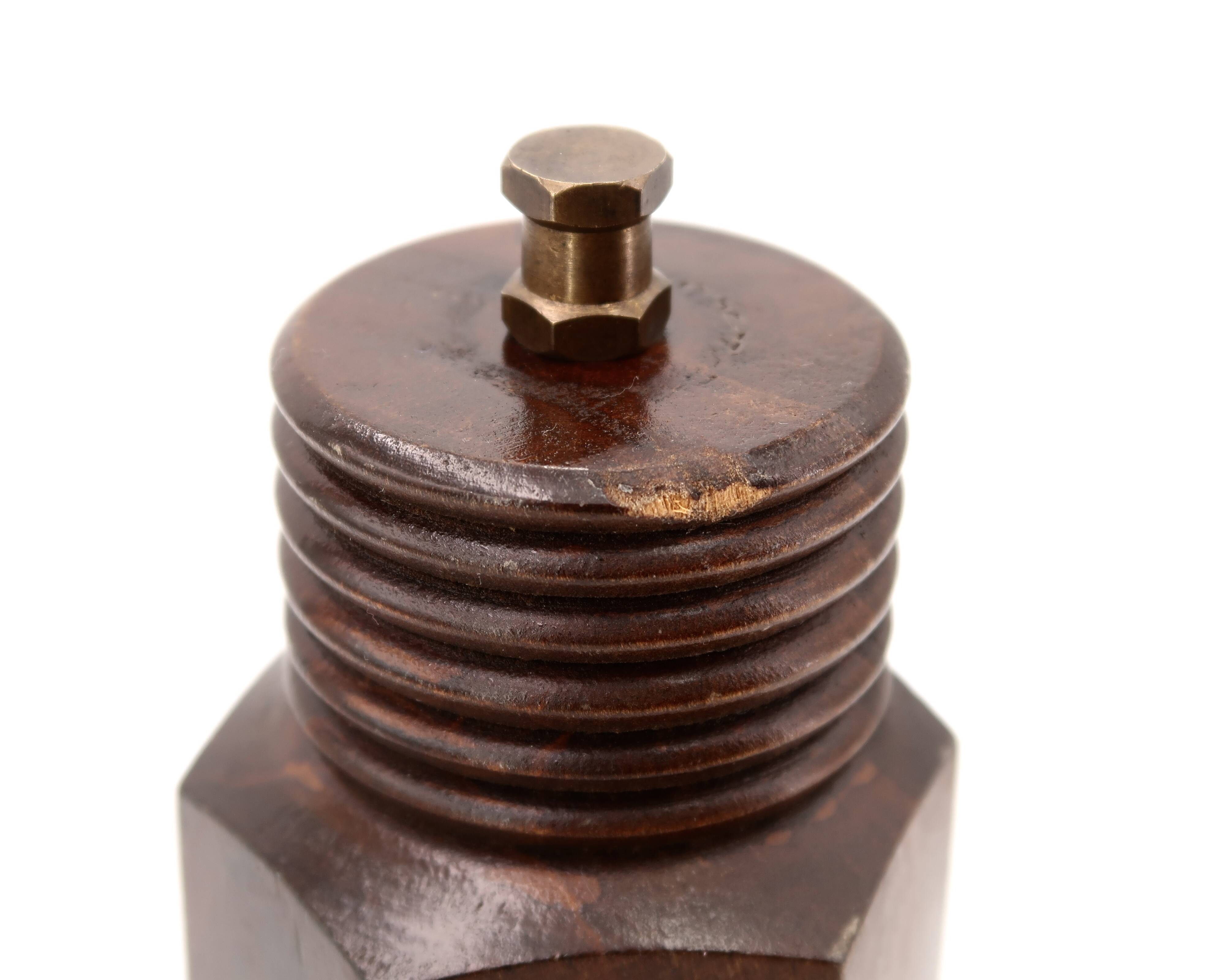 Wooden pepper mill in mechanical style, 1970s