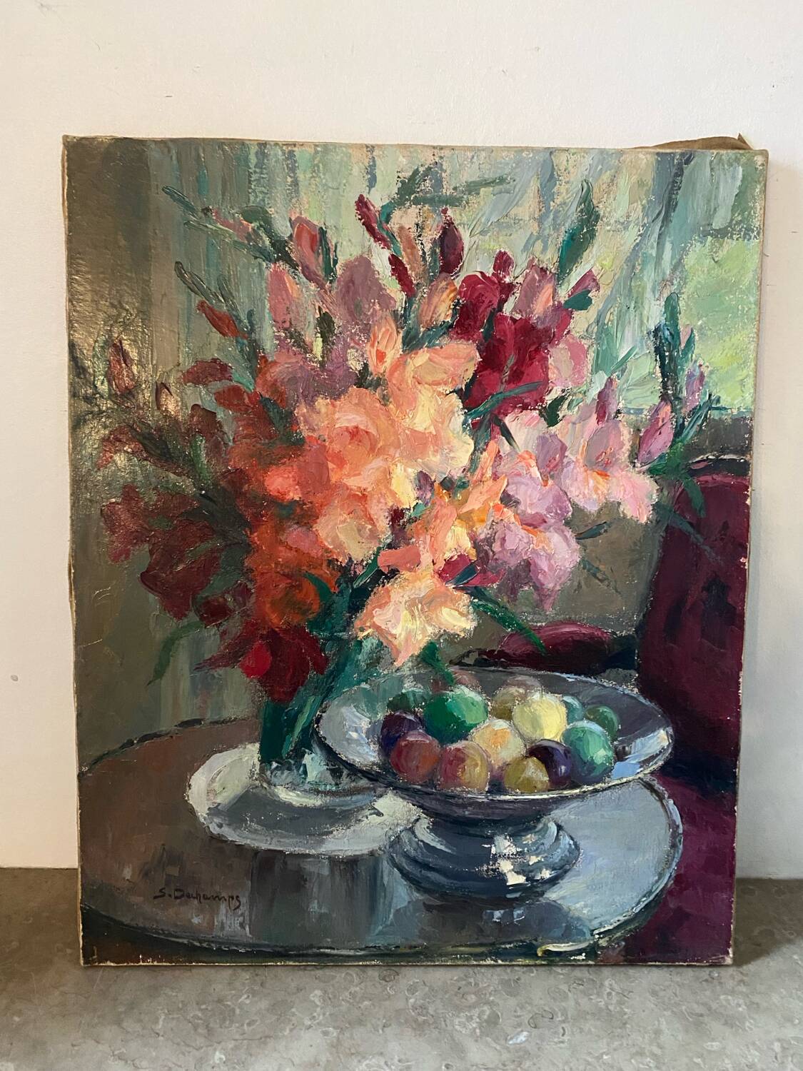 Bouquet of flowers signed Dechamps