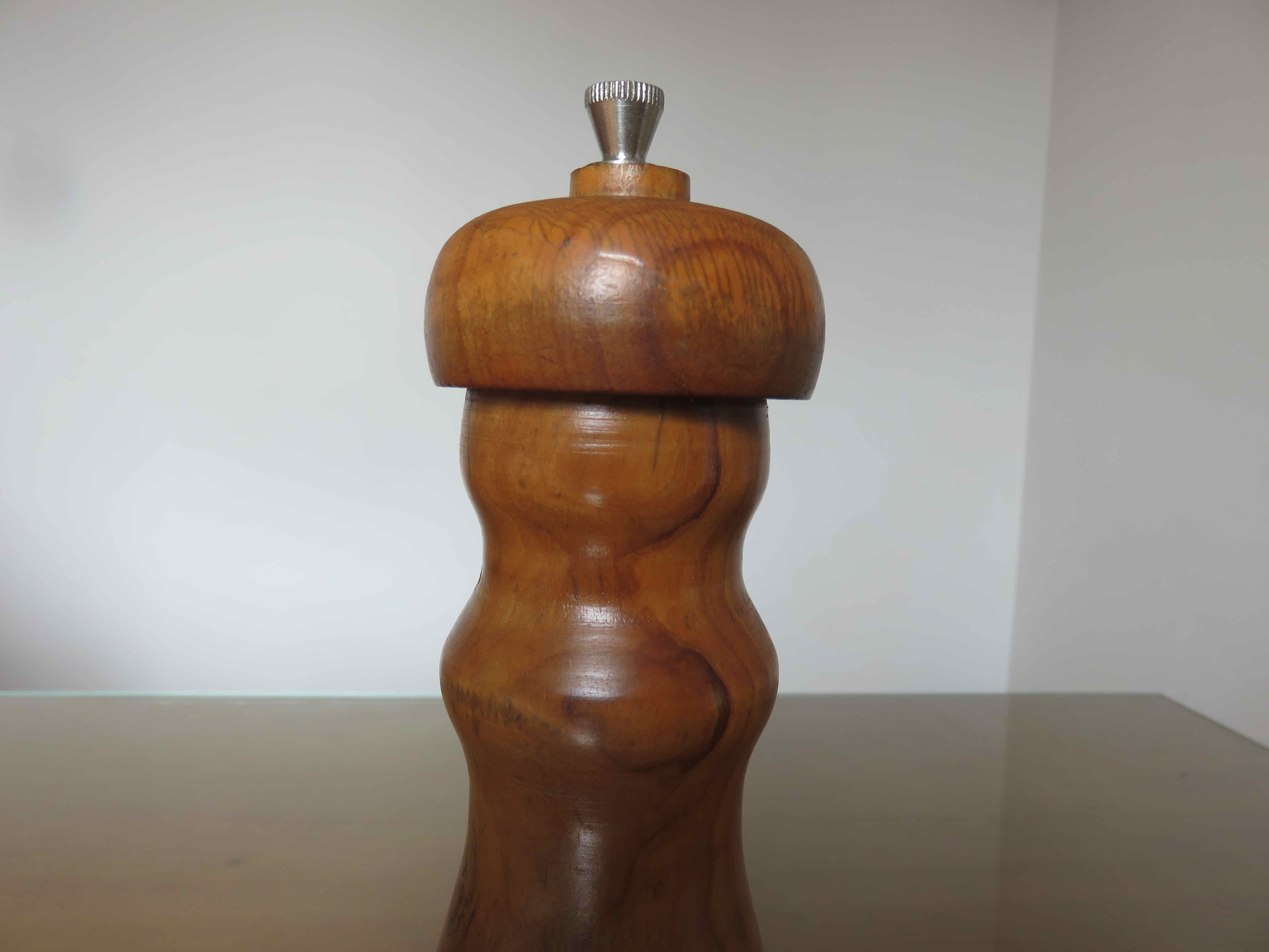 Olive wood pepper mill made in Spain 60s
