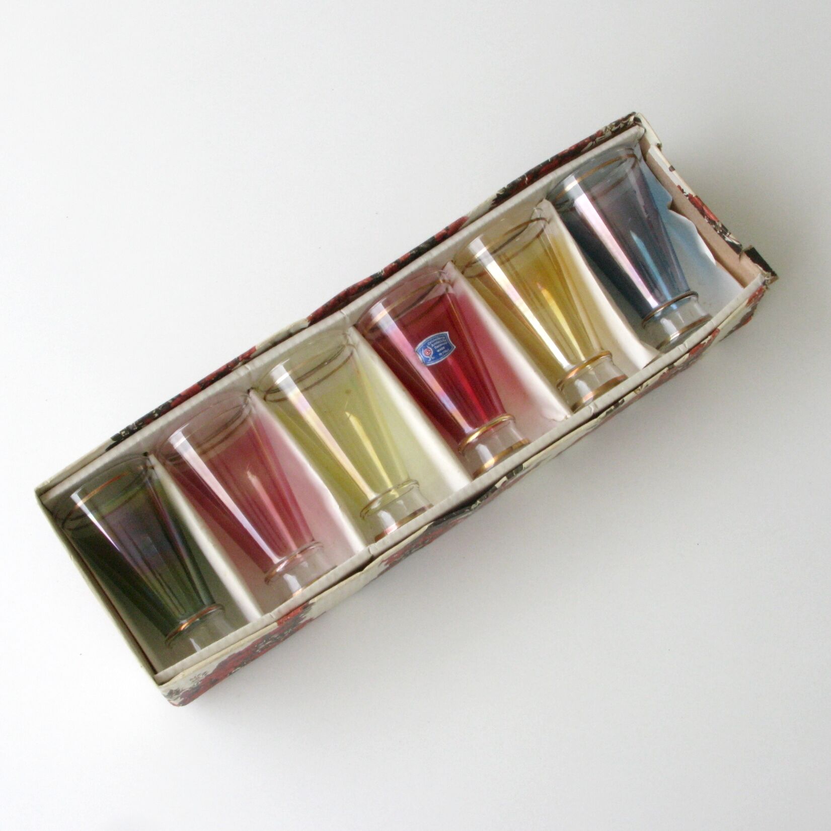 Orangeade service - 6 pearlescent iridescent glasses - Cristal - Italy