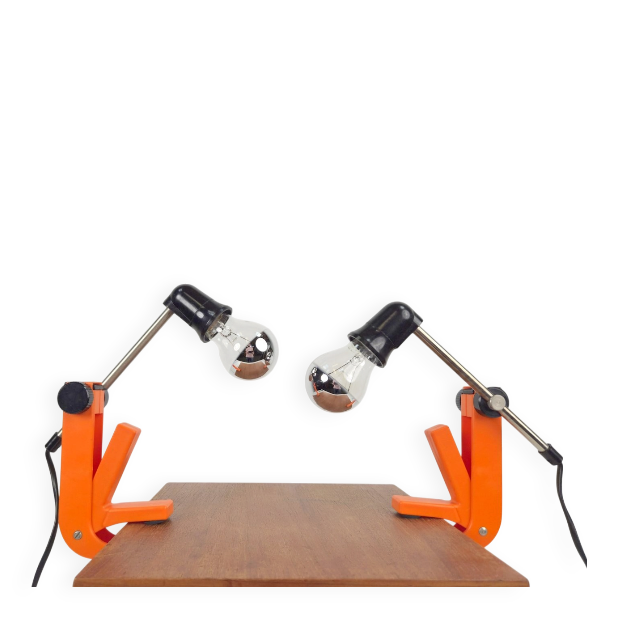 Lampes à pince Revue type 2323, orange, 1970, lot de 2
