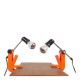 Lampes à pince Revue type 2323, orange, 1970, lot de 2