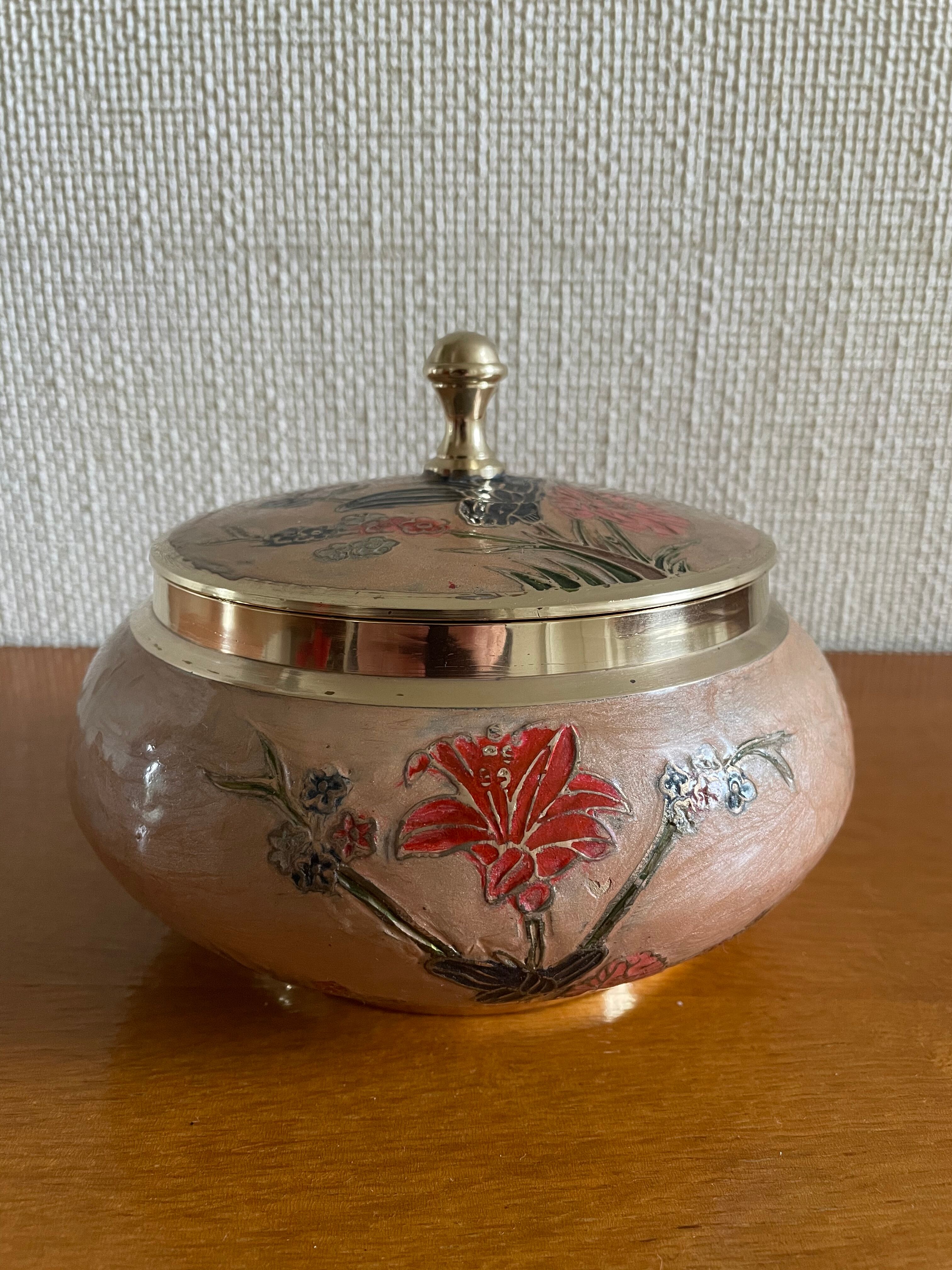 Cloisonné enamel candy box 70s